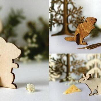Intra απο ξύλο plywood 3mm-4mm πάχος - Επιτραπέζιο Animal Decor Bunny Mouse Δίασταση 30x30 cm Intraeaxys-joed9l91 - Image 1
