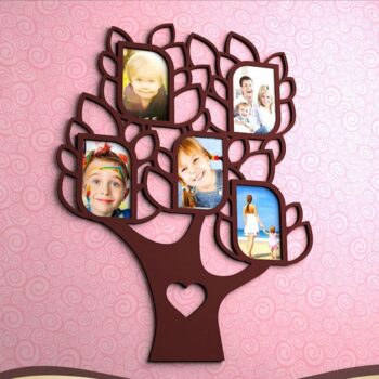 Intra απο ξύλο plywood 3mm-4mm πάχος - Οικογενειακό Δέντρο με 5 Κορνίζες Δίασταση 30x30 cm Intraeaxys-eoxl33go - Image 1