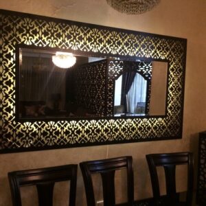 Intra απο ξύλο plywood 3mm-4mm πάχος - Μεγάλος διακοσμητικός καθρέφτης τοίχου με κορνίζα CNC σχέδια Laser router Δίασταση 30x30 cm Intraeaxys-qompvpo3