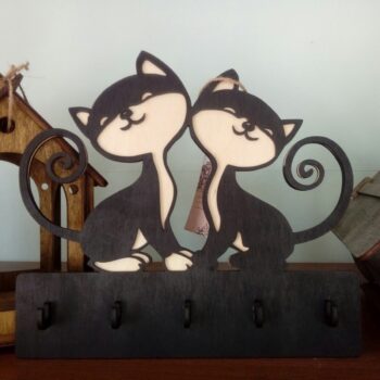 Intra απο ξύλο plywood 3mm-4mm πάχος - Διακόσμηση τοίχου για κλειδοθήκη Cat Δίασταση 30x30 cm Intraeaxys-91jd5dp1 - Image 1