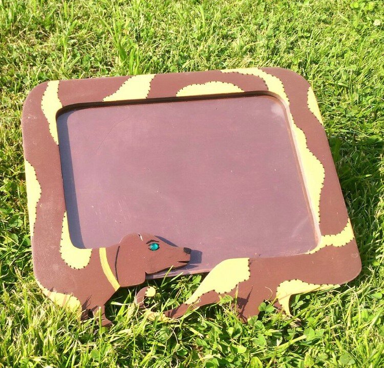 Intra απο ξύλο plywood 3mm-4mm πάχος - Κορνίζα Dachshund Δίασταση 30x30 cm Intraeaxys-078yqmjo