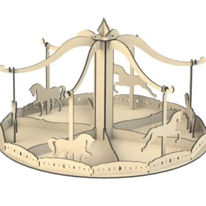 Intra απο ξύλο plywood 3mm-4mm πάχος - Παιχνίδι αλόγων καρουζέλ Δίασταση 30x30 cm Intraeaxys-078yq34o