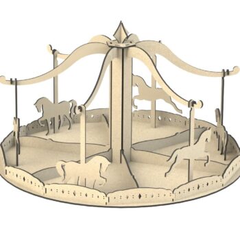 Intra απο ξύλο plywood 3mm-4mm πάχος - Παιχνίδι αλόγων καρουζέλ Δίασταση 30x30 cm Intraeaxys-078yq34o - Image 1