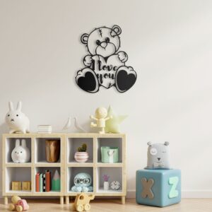 Intra απο ξύλο plywood 3mm-4mm πάχος - Διακόσμηση τοίχου I Love You Teddy Bear Δίασταση 30x30 cm Intraeaxys-p7ym5w67