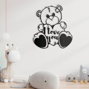 Intra απο ξύλο plywood 3mm-4mm πάχος - Διακόσμηση τοίχου I Love You Teddy Bear Δίασταση 30x30 cm Intraeaxys-p7ym5w67 - Image 3