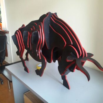 Intra απο ξύλο plywood 3mm-4mm πάχος - 3d Παζλ Ξύλινος Ταύρος 6 χλστ Δίασταση 30x30 cm Intraeaxys-joe3qn76 - Image 1