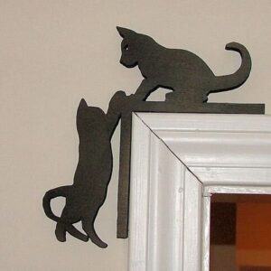 Intra απο ξύλο plywood 3mm-4mm πάχος - Πόρτα με σιλουέτα χαριτωμένο γατάκι Δίασταση 30x30 cm Intraeaxys-r7vgl27d