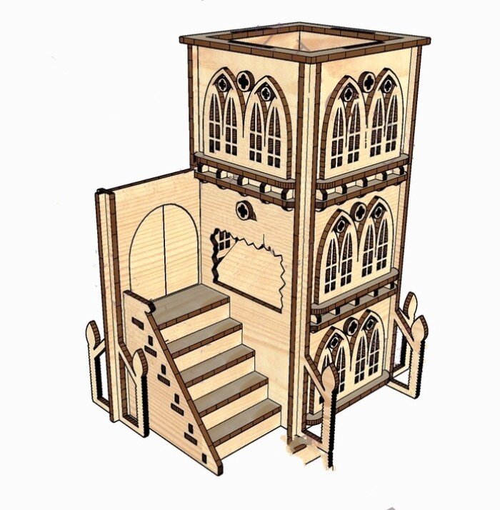 Intra απο ξύλο plywood 3mm-4mm πάχος - 3D παζλ γοτθικού στυλ Δίασταση 30x30 cm Intraeaxys-078ynv5o