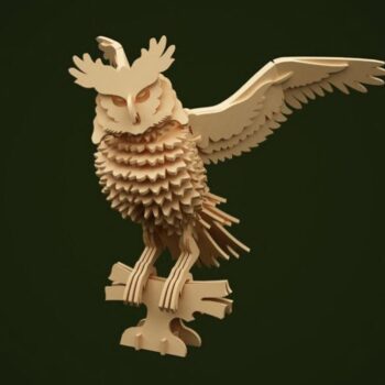 Intra απο ξύλο plywood 3mm-4mm πάχος - Κουκουβάγια τρισδιάστατο παζλ Δίασταση 30x30 cm Intraeaxys-lop8qk7w - Image 1