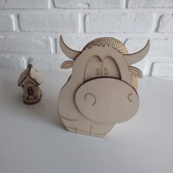 Intra απο ξύλο plywood 3mm-4mm πάχος - Κουτί δώρου με θέμα τα ζώα Δίασταση 30x30 cm Intraeaxys-eoxlndvo - Image 1