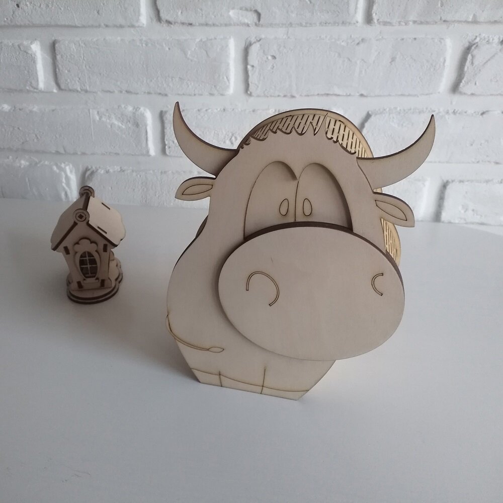 Intra απο ξύλο plywood 3mm-4mm πάχος - Κουτί δώρου με θέμα τα ζώα Δίασταση 30x30 cm Intraeaxys-eoxlndvo