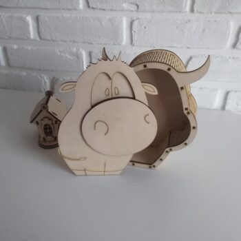 Intra απο ξύλο plywood 3mm-4mm πάχος - Κουτί δώρου με θέμα τα ζώα Δίασταση 30x30 cm Intraeaxys-eoxlndvo - Image 4