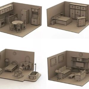 Intra απο ξύλο plywood 3mm-4mm πάχος - Κουκλόσπιτο Μίνι Έπιπλα Δίασταση 30x30 cm Intraeaxys-pok3j337