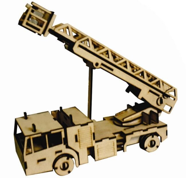 Intra απο ξύλο plywood 3mm-4mm πάχος - Πυροσβεστικό όχημα Ξύλινο τρισδιάστατο παζλ Δίασταση 30x30 cm Intraeaxys-51rre3v1