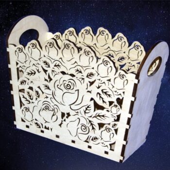 Intra απο ξύλο plywood 3mm-4mm πάχος - Καλάθι με λουλούδια Δίασταση 30x30 cm Intraeaxys-51rrdk01 - Image 1