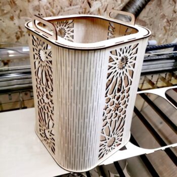 Intra απο ξύλο plywood 3mm-4mm πάχος - Διακοσμητικό καλάθι με χερούλι Δίασταση 30x30 cm Intraeaxys-078y0kmo - Image 1