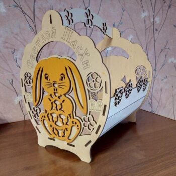 Intra απο ξύλο plywood 3mm-4mm πάχος - καλάθι με λαγουδάκι Δίασταση 30x30 cm Intraeaxys-eo4qedd7 - Image 1