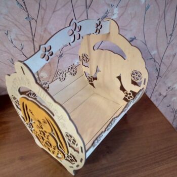 Intra απο ξύλο plywood 3mm-4mm πάχος - καλάθι με λαγουδάκι Δίασταση 30x30 cm Intraeaxys-eo4qedd7 - Image 3