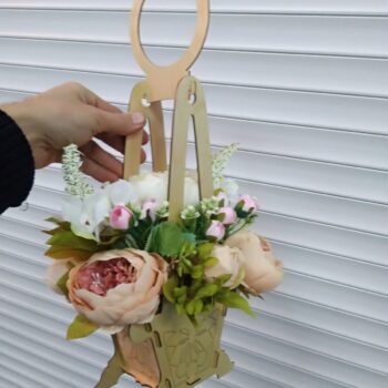 Intra απο ξύλο plywood 3mm-4mm πάχος - Καλάθι λουλουδιών Ξύλινες Κρεμαστές Ζαρντινιέρες Δίασταση 30x30 cm Intraeaxys-ro6y0567 - Image 1