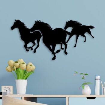 Intra απο ξύλο plywood 3mm-4mm πάχος - Running Horses Wall Art Δίασταση 30x30 cm Intraeaxys-joedgw91 - Image 1