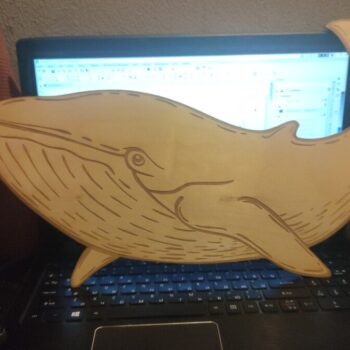 Intra απο ξύλο plywood 3mm-4mm πάχος - Engrave Παιδική διακόσμηση τοίχου Whale Δίασταση 30x30 cm Intraeaxys-p7ymk2z7 - Image 1