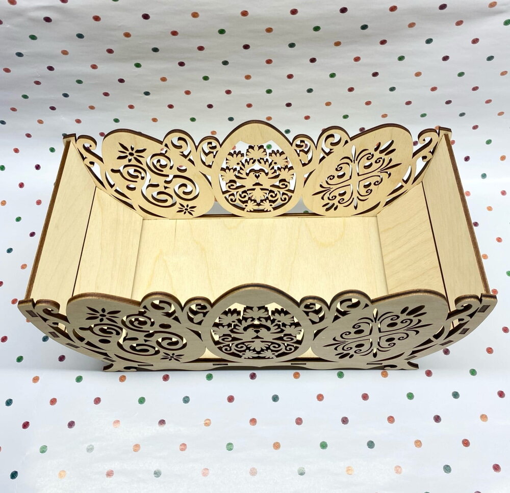 Intra απο ξύλο plywood 3mm-4mm πάχος - Διακοσμητικό καλάθι με πασχαλινά αυγά Δίασταση 30x30 cm Intraeaxys-91jdmpp1