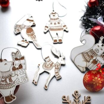 Intra απο ξύλο plywood 3mm-4mm πάχος - Χριστουγεννιάτικα στολίδια ζώων Δίασταση 10x10 cm Intraeaxys-eo20pl47 - Image 1