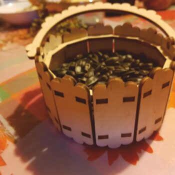 Intra απο ξύλο plywood 3mm-4mm πάχος - Ξύλινο καλάθι με χερούλι Δίασταση 30x30 cm Intraeaxys-51rrpp01 - Image 1