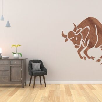 Intra απο ξύλο plywood 3mm-4mm πάχος - Bull Wall Art Τοιχογραφία τοίχου ταύρου Δίασταση 30x30 cm Intraeaxys-e1gkywyo - Image 1