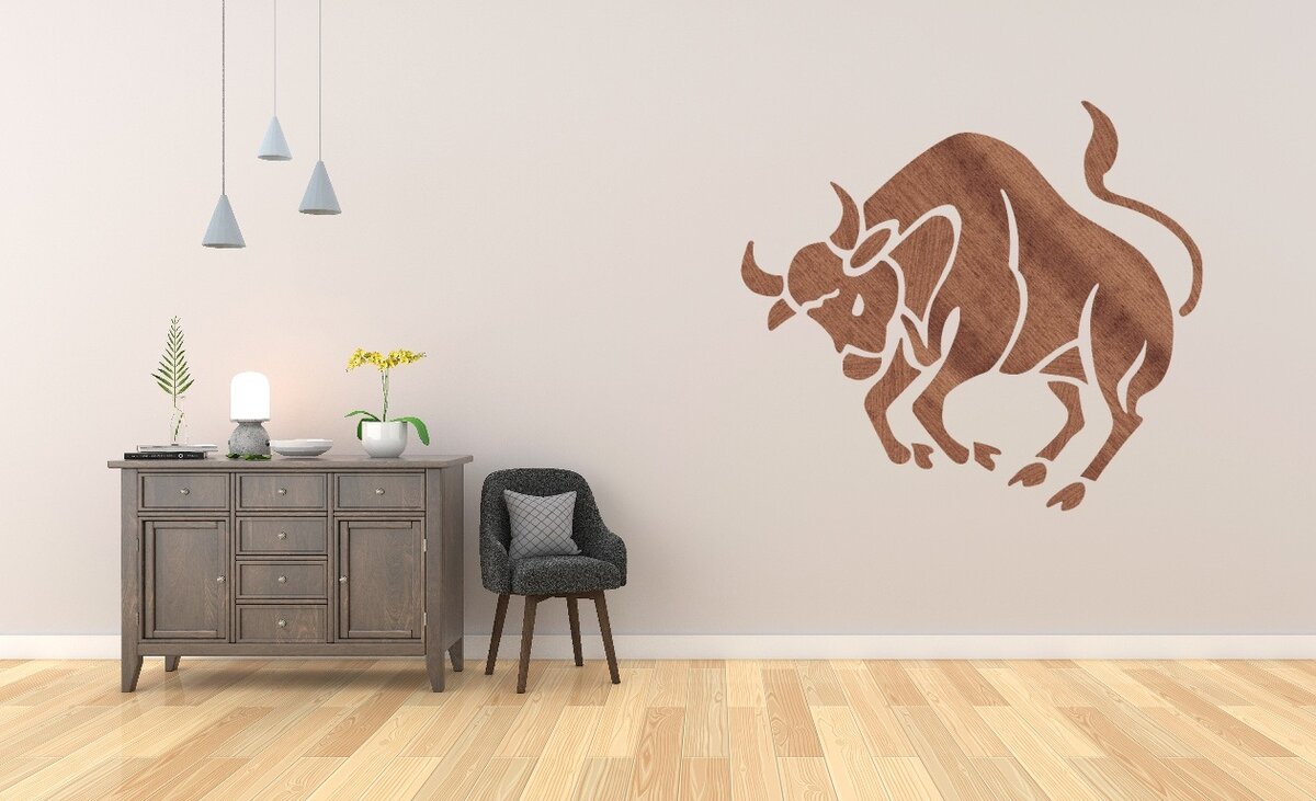 Intra απο ξύλο plywood 3mm-4mm πάχος - Bull Wall Art Τοιχογραφία τοίχου ταύρου Δίασταση 30x30 cm Intraeaxys-e1gkywyo