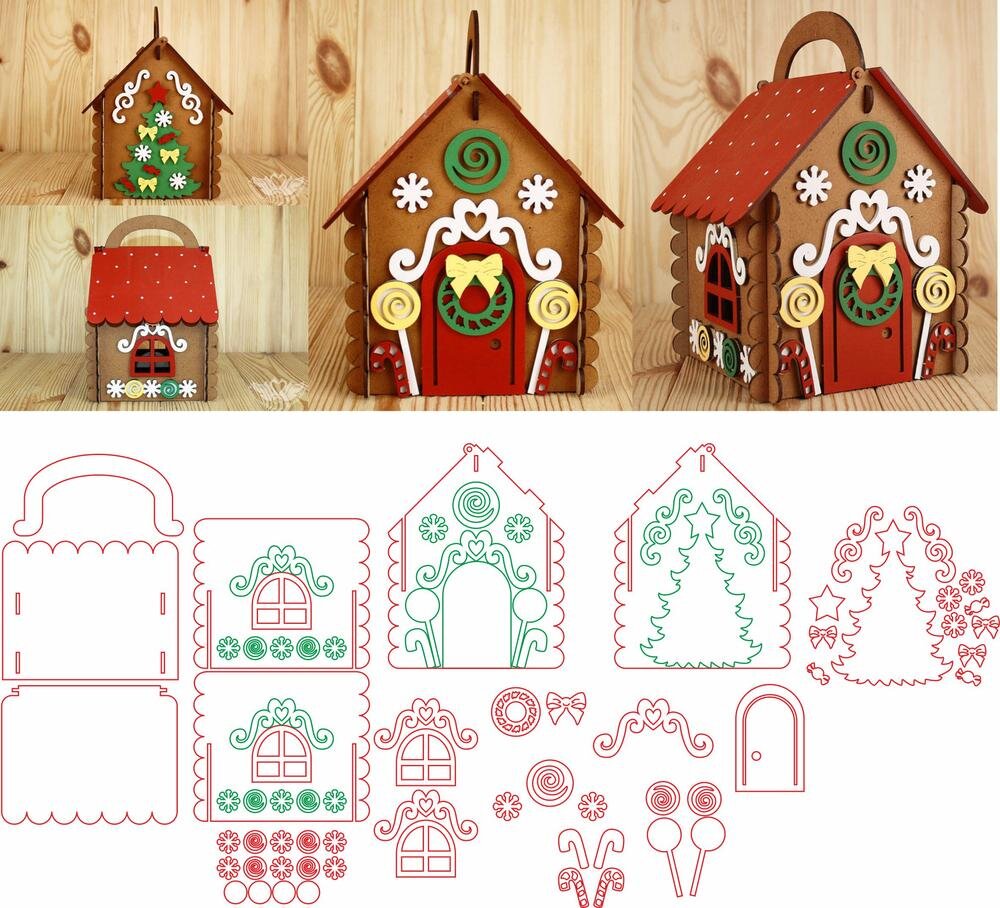 Intra απο ξύλο plywood 3mm-4mm πάχος - Gingerbread House Δίασταση 40x50 cm Intraeaxys-joedwm81