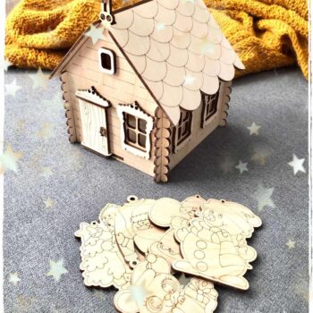 Intra απο ξύλο plywood 3mm-4mm πάχος - Σπίτι με χερούλι Καλάθι κουτιού καραμελών Δίασταση 40x50 cm Intraeaxys-pok3p497 - Image 1