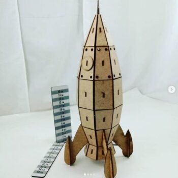 Intra απο ξύλο plywood 3mm-4mm πάχος - Ξύλινο Παιχνίδι Rocket Spaceship 3mm Δίασταση 30x30 cm Intraeaxys-eo20x067 - Image 3