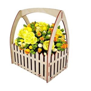 Intra απο ξύλο plywood 3mm-4mm πάχος - Ξύλινο Flower Box Καλάθι Με Φράχτη 4mm Δίασταση 30x30 cm Intraeaxys-ro6ymx67