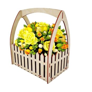 Intra απο ξύλο plywood 3mm-4mm πάχος - Ξύλινο Flower Box Καλάθι Με Φράχτη 4mm Δίασταση 30x30 cm Intraeaxys-ro6ymx67 - Image 1