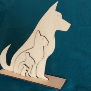 Intra απο ξύλο plywood 3mm-4mm πάχος - Σιλουέτα ζώων Σκύλος Γάτα Κουνέλι Ποντίκι Δίασταση 30x30 cm Intraeaxys-qommnvko