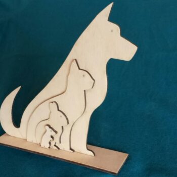 Intra απο ξύλο plywood 3mm-4mm πάχος - Σιλουέτα ζώων Σκύλος Γάτα Κουνέλι Ποντίκι Δίασταση 30x30 cm Intraeaxys-qommnvko - Image 1