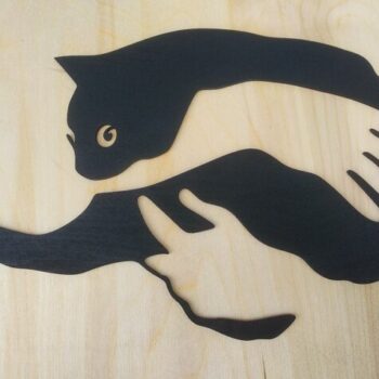 Intra απο ξύλο plywood 3mm-4mm πάχος - Cat Wall Art Δίασταση 30x30 cm Intraeaxys-joedlq61 - Image 3