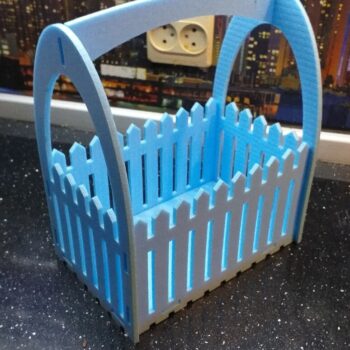 Intra απο ξύλο plywood 3mm-4mm πάχος - Καλάθι λουλουδιών με φράχτη Δίασταση 30x30 cm Intraeaxys-078yvmqo - Image 1