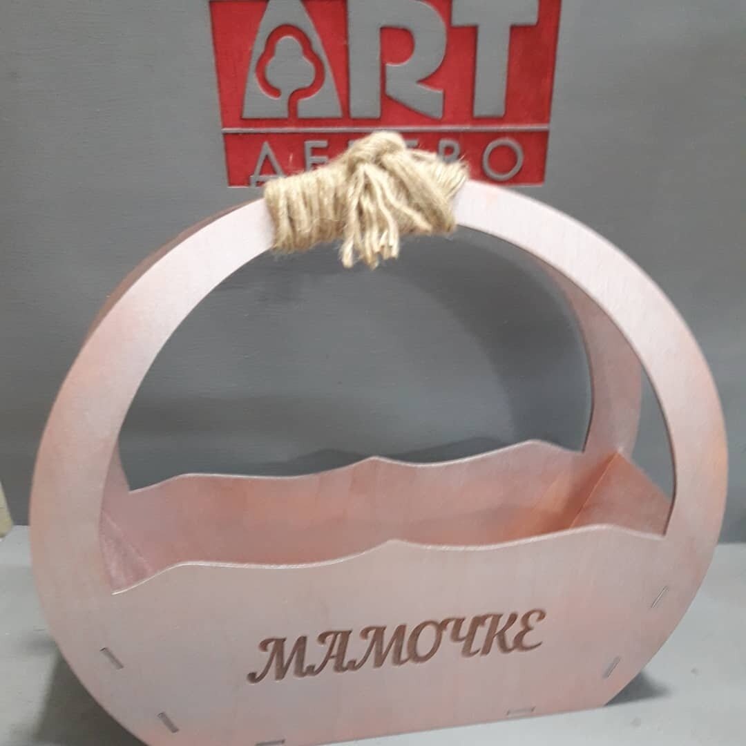 Intra απο ξύλο plywood 3mm-4mm πάχος - Κρεμαστό καλάθι με Floral Δίασταση 30x30 cm Intraeaxys-91jde9p1