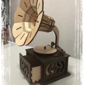 Intra απο ξύλο plywood 3mm-4mm πάχος - Ξύλινο τρισδιάστατο μοντέλο γραμμοφώνου Δίασταση 30x30 cm Intraeaxys-zo9y0gy7