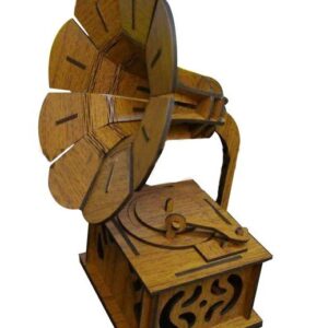 Intra απο ξύλο plywood 3mm-4mm πάχος - Ξύλινο τρισδιάστατο μοντέλο γραμμοφώνου Δίασταση 30x30 cm Intraeaxys-qomm405o