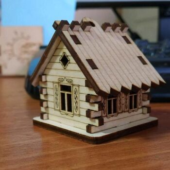 Intra απο ξύλο plywood 3mm-4mm πάχος - Πρότυπο CNC καλύβας σπιτιών Δίασταση 30x30 cm Intraeaxys-pok3we37 - Image 1