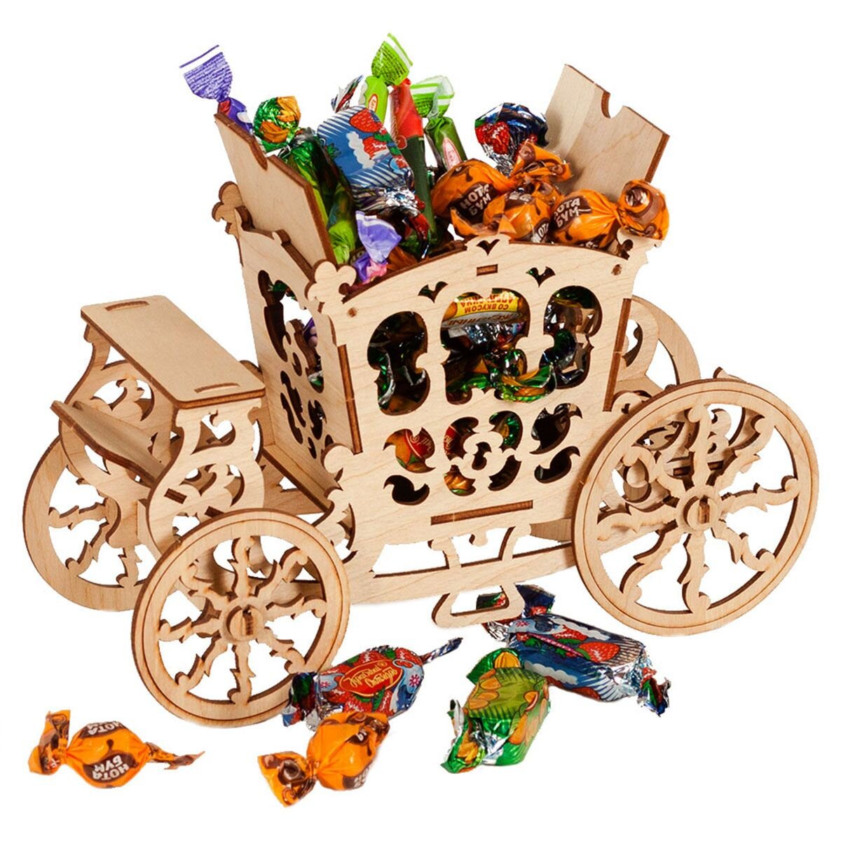 Intra απο ξύλο plywood 3mm-4mm πάχος - Carriage Candy Cart Sweet Display Stand 3mm Δίασταση 30x30 cm Intraeaxys-075yr23o