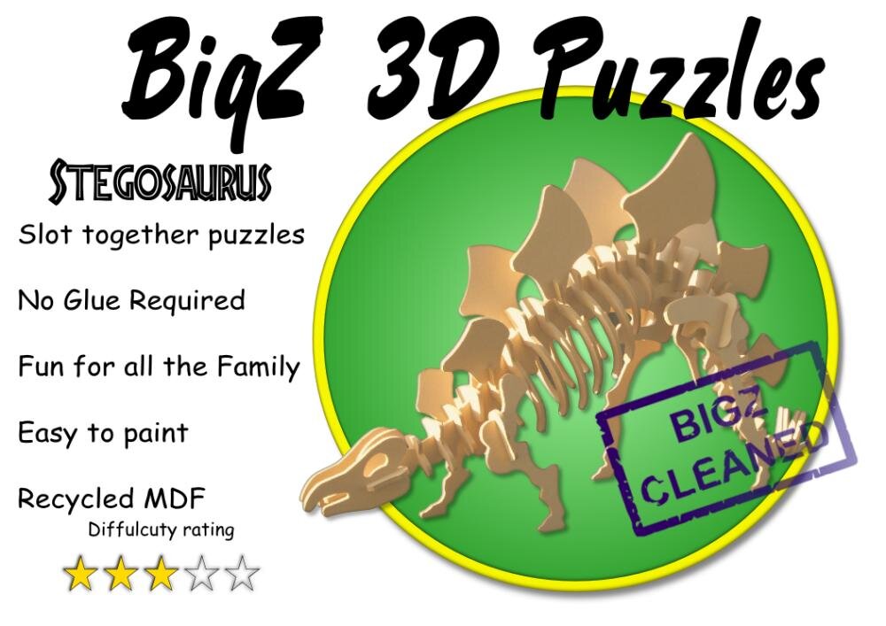 Intra απο ξύλο plywood 3mm-4mm πάχος - Stegosaurus 3D Puzzle Δίασταση 30x30 cm Intraeaxys-lopqemk7