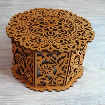 Intra απο ξύλο plywood 3mm-4mm πάχος - Διακοσμητικό Καλάθι Με Καπάκι Οκτάγωνο Καλάθι Δίασταση 30x30 cm Intraeaxys-d1lv08go - Image 1