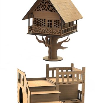 Intra απο ξύλο plywood 3mm-4mm πάχος - Lasercut Fantasy House Δίασταση 40x50 cm Intraeaxys-yonn2xor - Image 1