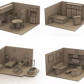 Intra απο ξύλο plywood 3mm-4mm πάχος - Σετ Έπιπλα Κουκλόσπιτο Mdf Δίασταση 30x30 cm Intraeaxys-eo09m9og - Image 1