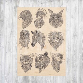Intra απο ξύλο plywood 3mm-4mm πάχος - Χάραξη με λέιζερ Boho Animals Δίασταση 30x30 cm Intraeaxys-r7vmyvl7 - Image 1