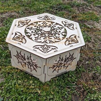 Intra απο ξύλο plywood 3mm-4mm πάχος - Ξύλινο εξάγωνο καλάθι Δίασταση 30x30 cm Intraeaxys-p7ymdxr7 - Image 1